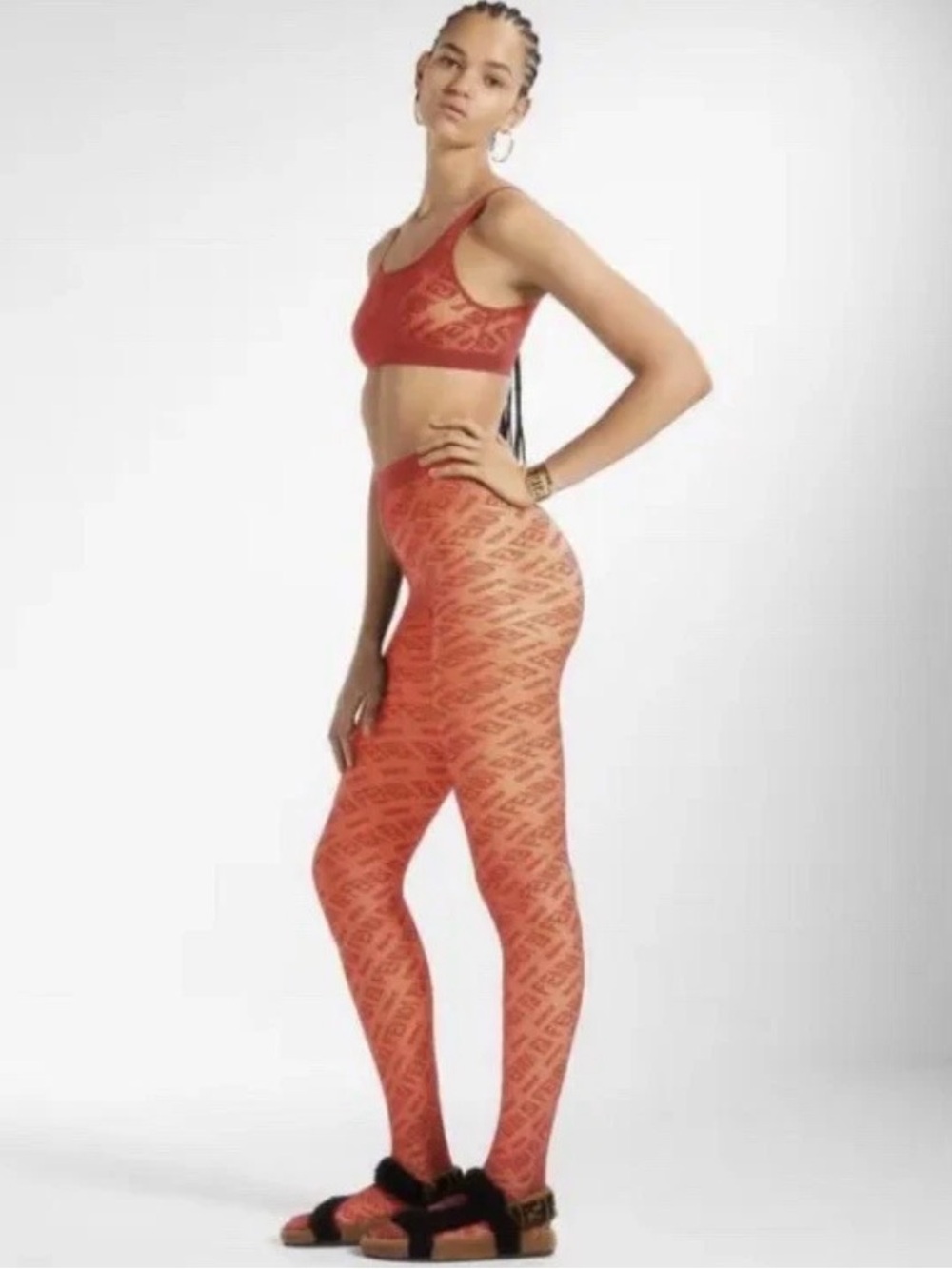 Fendi x Skims Mid Support Tights Georgia Orange Small 100% Authentic NEW 27